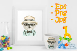 Adorable Cute Dog with Hat and Glasses Illustration Adds Charm to Branding and Design Projects