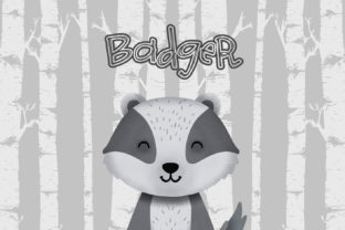 Badger Nursery Art Woodland Animal Illustrations for Digital Sellers