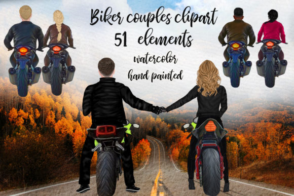 Biker Clipart Couples: Bold Illustrations for Lifestyle Content