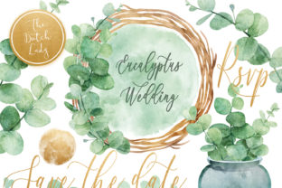 Eucalyptus Wedding Card Clipart Set: Elegant Illustrations for Brand Romance