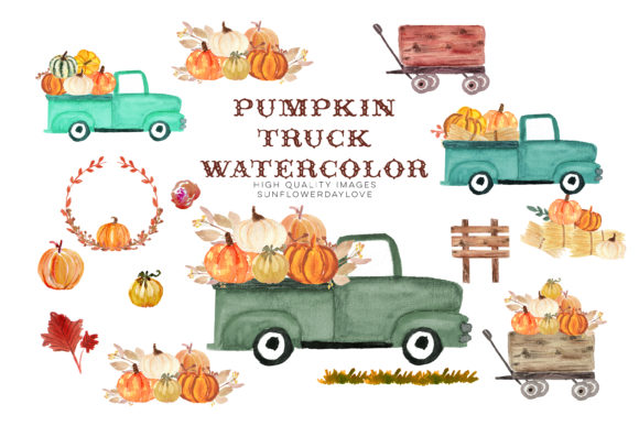 Fall Pumpkin Truck Clipart Brings Rustic Charm to Seasonal Design Projects