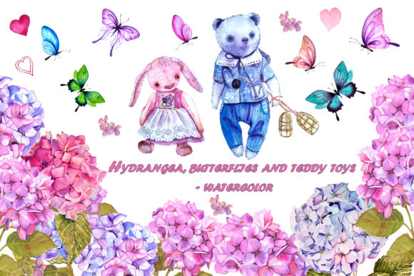 Hydrangea, Butterflies and Teddy Bears Illustrations for Soft, Emotional Branding