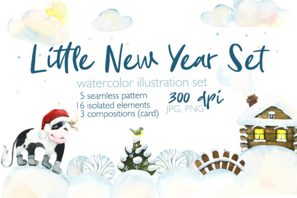 Little New Year Set – Festive Illustrations for Seasonal Digital Products
