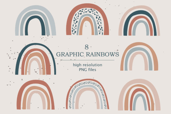 Modern Neutral Color Rainbows: Versatile Illustrations for Handmade Crafters