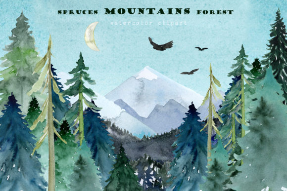 Mountains Spruces Forest Watercolors: A Designer’s Review for Local Branding & Packaging