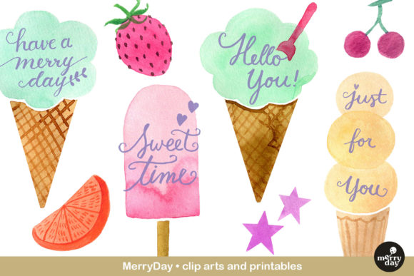 Pastel Ice Cream Clip Art: A Sweet Addition to Embroidery Projects