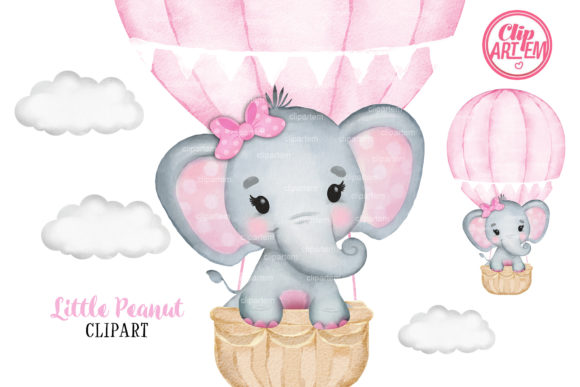 Pink Hot Air Balloon Girl Elephant Illustration: Whimsy Meets Design Purpose