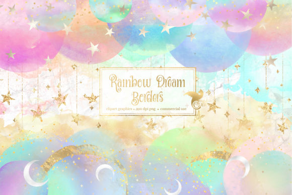 Rainbow Dream Borders Clipart Adds Whimsical Flair to Blog Graphics and Editorial Design