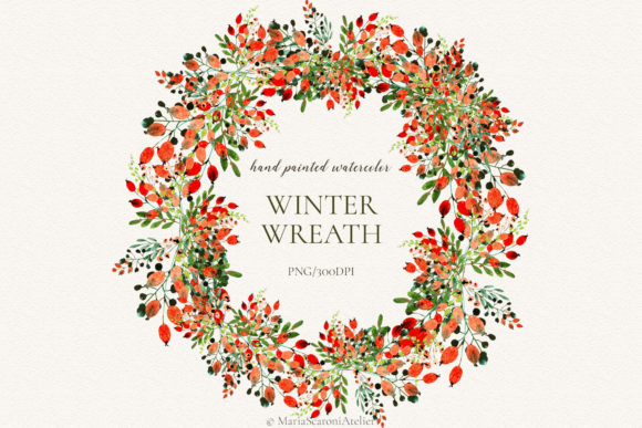 Winter Wreath Clip Art – Festive Illustrations for Cricut, Stickers & Handmade Business