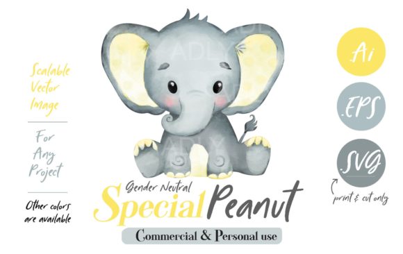 Yellow Baby Elephant Clip Art: A Cheerful Illustration for Blog and Editorial Design